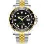 Stührling Swiss Aquadiver GMT 3968.3 klocka med Svart urtavla och en boett med 42 mm i diameter och ett Länk, Two-Tone länk i Guld, Silver