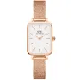 Daniel Wellington Quadro DW00100431 klocka med Vit urtavla och en boett med 20 mm i diameter och ett Meshlänk i Rosaguld