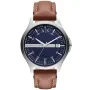 Armani Exchange Hampton AX2133 klocka med Blå urtavla och en boett med 46 mm i diameter och ett Läderarmband i Brun
