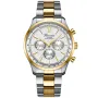 Bonvier Chronograph BV020 klocka för Herr med Silver urtavla som mäter 43 mm i diameter och har en Guld, Stål Länk, Two-tone länk klockrem