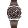 Bonvier Chronograph BV032 klocka för Herr med Röd urtavla som mäter 43 mm i diameter och har en Brun Läderklockarmband klockrem
