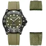 Dissing Diver GMT D1488 klocka med Grön urtavla och en boett med 42 mm i diameter och ett Gummiarmband i Grön