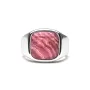IX Studios Cushion Signet Rhodocrosite Ring Silver DMN0282RHRHOCR