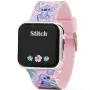 Accutime Lilo & Stich LED Watch P001617 klocka med Svart urtavla och en boett med 35 mm i diameter och ett Gummiarmband i Rosa, Lila