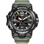 SMAEL Military KXD0600 klocka med Svart urtavla och en boett med 51 mm i diameter och ett Gummiarmband i Grön