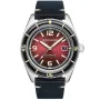 Spinnaker Fleuss Oxblood SP-5055-07 klocka med Röd urtavla och en boett med 43 mm i diameter och ett Läderarmband i Svart