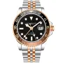 Stührling Swiss Aquadiver GMT 3968.4 klocka med Svart urtavla och en boett med 42 mm i diameter och ett Länk, Two-Tone länk i Rosaguld, Silver