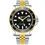 Stührling Swiss Aquadiver GMT 3968.3 klocka med Svart urtavla och en boett med 42 mm i diameter och ett Länk, Two-Tone länk i Guld, Silver