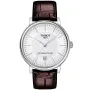 Tissot Carson Premium Powermatic 80 T1224071603100 klocka med Silver urtavla och en boett med 40 mm i diameter och ett Läderarmband i Brun