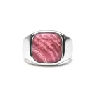 IX Studios Cushion Signet Rhodocrosite Ring Silver DMN0282RHRHOCR