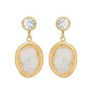 Velara Costa Pearl & Crystal Drops Örhängen Guldpläterad Rostfritt Stål VLR1005