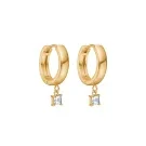 Velara Lione Crystal Pendant Drops Örhängen Guldpläterad Rostfritt Stål VLR1013